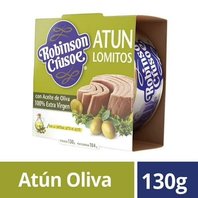 Atún Lominto Aceite De Oliva Extra Viergen Lata Drenado 104 G - Neto 130 G Robinson Crusoe