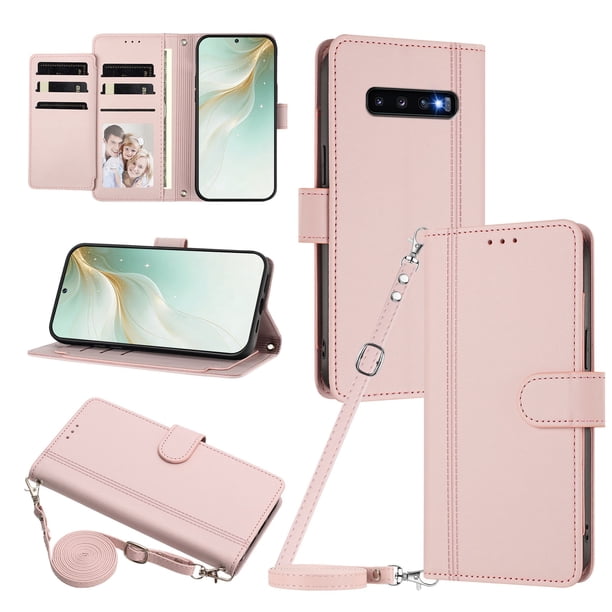 Funda Cartera para Samsung Galaxy S10 Plus con Bolsillo para Billetes, Rosa