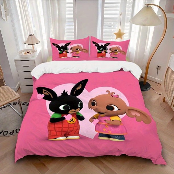Bing & Lina Printed Quilt Cover Set - 1 Quilt Cover + 2 Pillowcases, Soft Polyester, Zipper Closure, Machine Washable, All-Season Comfort, Ideal for Bedroom & Guest Room Decor, Perfect Christmas & Val