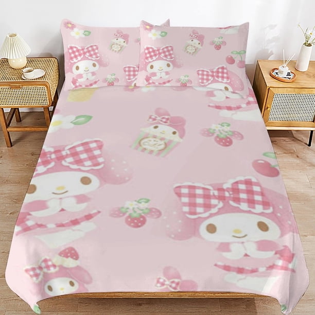 My Melody Duvet Cover Set 3 Piece Bedding Set Double Sided Printing Decorative Comforter Cover Set