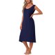 thumbnail image 4 of INSPIRE CHIC Vestido largo de dormir de algodón para mujer con bolsillos, suave, sin mangas, cuello redondo, ropa de descanso XL azul marino, 4 of 6