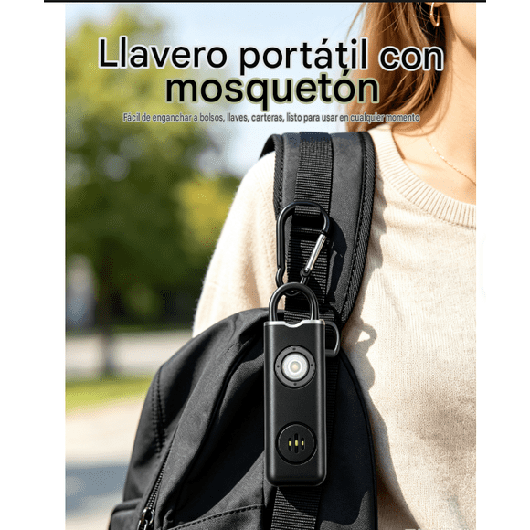 Llavero Alarma Personal SOS 130 dB con Linterna Estroboscópica