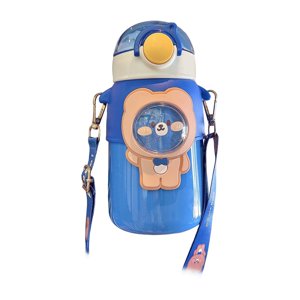 Magideal - Jarra De Agua Grande Portátil Con Pajita Y Correa Sin Bpa, Botella De Agua Aislada De 600Ml Para Exteriores, Niñas, Niños, Oficina, Gimnasio De Azul