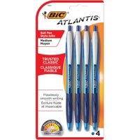 Bolígrafo Bic Atlantis Retráctil Mediano Azul, Paquete De 4