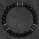thumbnail image 4 of 1pc Vintage Matte Black Onyx Cubic Lava Stone Beaded Bracelet Stretch Bracelet, 4 of 5