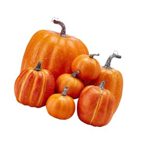 Bothyi - 7 Piezas De Calabazas Artificiales, Calabazas Decorativas Para La Cocina Navideña, Cosecha De Color Naranja Intenso