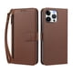 thumbnail image 1 of Funda Tipo Billetera para iphone16 Promax con Soporte y Bolsillo con Cierre Marrón, 1 of 1