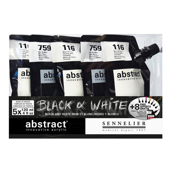 Set de pintura acrílica SENNELIER Abstract Negro y Blanco 5 x 120 ml