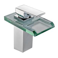 Ioensy - Grifo De Lavabo De Baño Led, Grifo De Cascada De Latón, Grifo De Baño Montado En Cubierta, Argent
