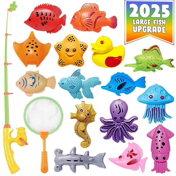 Juguetes de baño para pesca CozyBomb Kids, pez flotante magnético