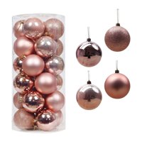 Magideal - 24 Bolas De Navidad Decorativas, Bolas Colgantes, Bolas De 6 Cm Con Cordón, Decoraciones Para Árboles De Navidad Para Fiestas, Festivales, Decoración , Aureato Rosa