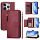 thumbnail image 2 of Funda tipo cartera para iPhone 15 PRO MAX con bolsillo con cremallera, tarjetero, soporte, correa para la muñeca y tapa de cuero Rojo, 2 of 5