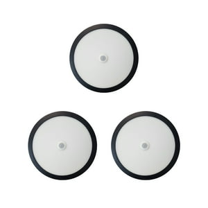Hbled - Pack 3 Panel Redondo Led Eco Sobrepuesto Negro Con Sensor 18W Neutro