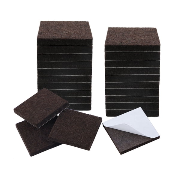 Uxcell Hogar 24Pcs Almohadillas de Fieltro Marrón Protector de Piso Cuadrado para Patas de Sillas 38 x 38 x 5mm