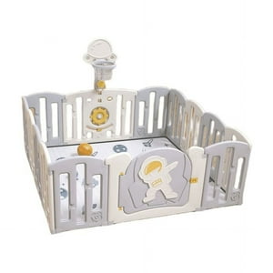 Babyluna - Corral De Juego Para Bebés Gris Spaceman 12 Piezas