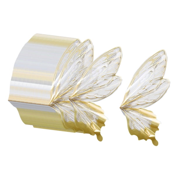 80 piezas de papel de regalo de flores, suministros de floristería, papel de regalo de ramo de flores con alas de mariposa para decoración de fiestas, Dorado