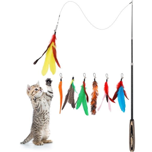 Juguete interactivo para gatos Pawaboo Cat Wand para cañas de pescar
