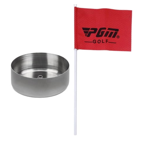 Ioensy - Copa De Hoyo De Golf De Acero Inoxidable Con Bandera Para Patio Interior Y Exterior De 4 Cm