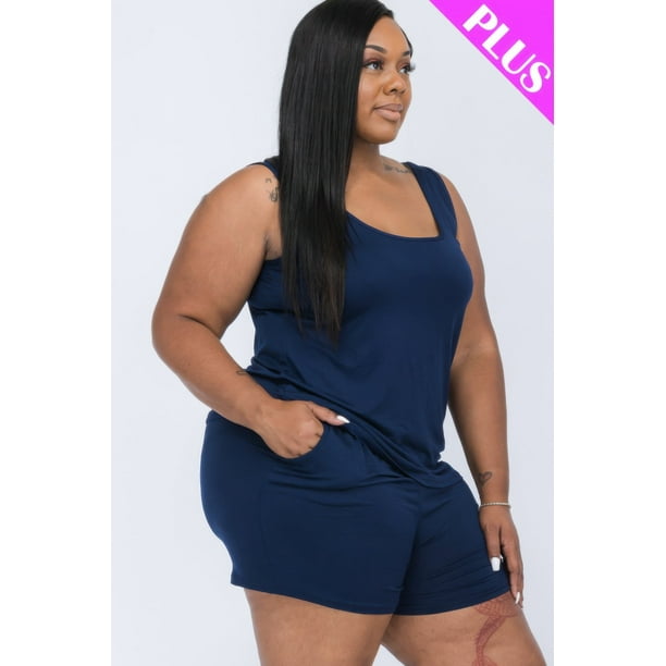 Conjunto Cómodo De Camiseta Sin Mangas Y Shorts