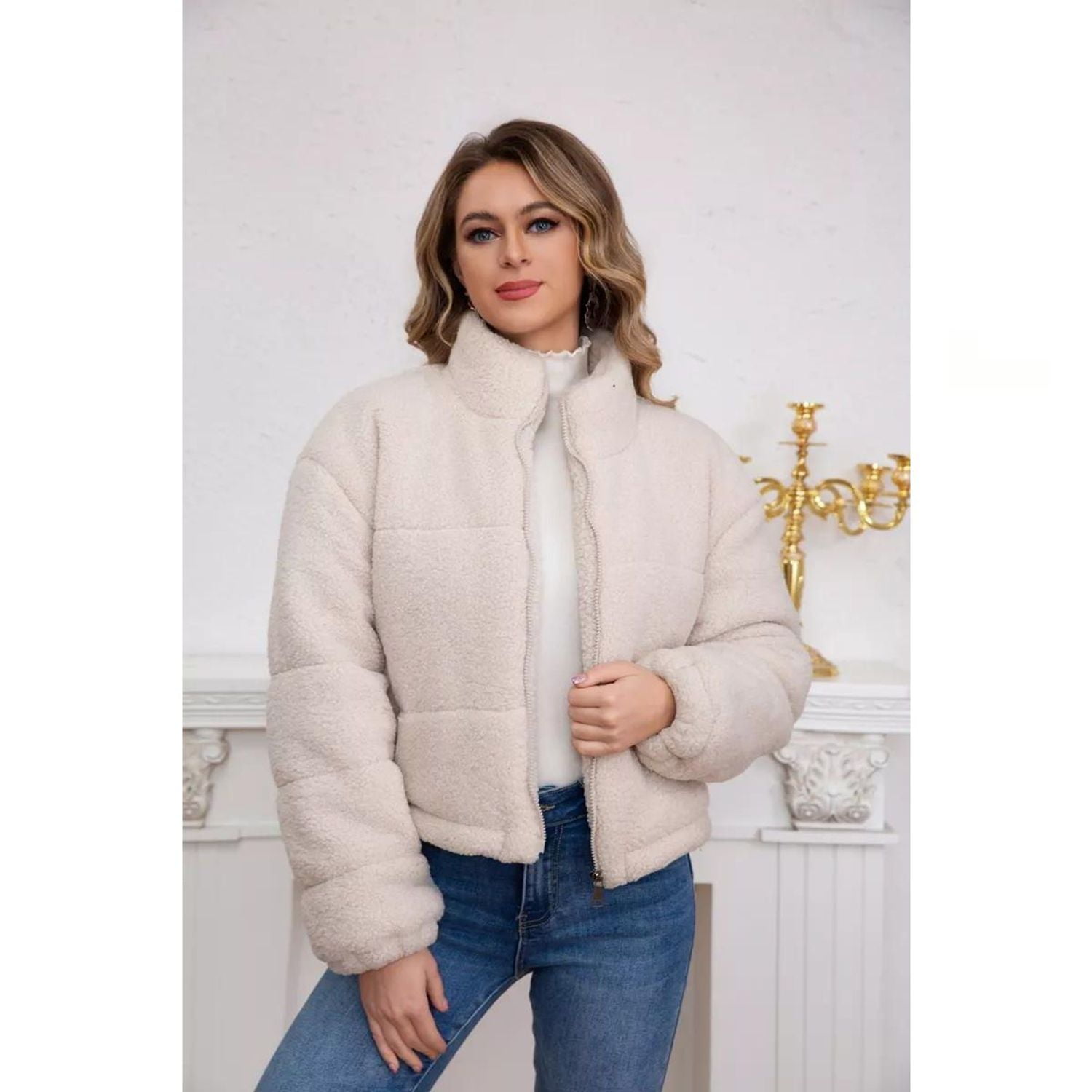 Likeshop - Chaqueta Corderito Mujer Premium Calidad 6093