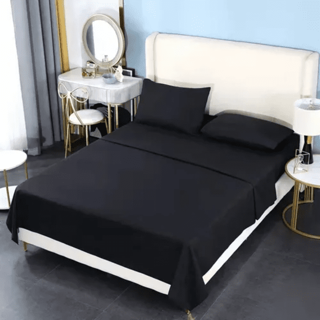 Genérico - Juego Sabanas Bj Hogar 200h 2p 4 Piezas Color Negro