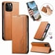 thumbnail image 4 of Funda tipo cartera para iPhone 15 Pro de piel con cierre magnético, ranuras para tarjetas y correa para la muñeca Marrón, 4 of 6