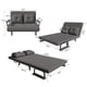 thumbnail image 3 of 46" Wide Folding Sofa Bed 5-in-1 Convertible Chair for Two - 5-Position Adjustable Backrest with Pillow, Space-Saving Sleeper for Living Room, Bedroom & Office (71.6"W x 46"D)(Grey), 3 of 3