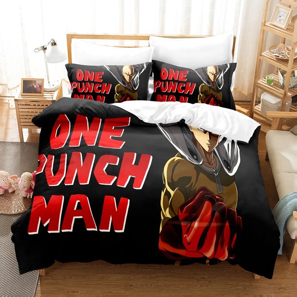 One Punch Man Bedding Set Duvet Cover Comforter Pillowcase Boys Girls Adults Bedroom Bed Sheets