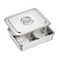 Magideal - Juego De Chafers Para Bufé, Juego De Chafers Para Bufé, Chafers Rectangulares, Juego De Bufé, Bandeja Para Comida Para Ollas Calientes Con Condimentos 4 Compartimentos