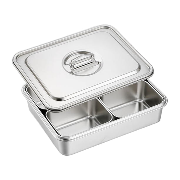 Juego de chafers para bufé, juego de chafers para bufé, chafers rectangulares, juego de bufé, bandeja para comida para ollas calientes con condimentos 4 compartimentos