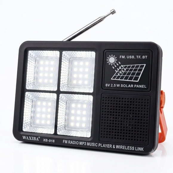 Radio Portátil FM con Linterna LED Recargable – Modelo XB-918 Multifuncional