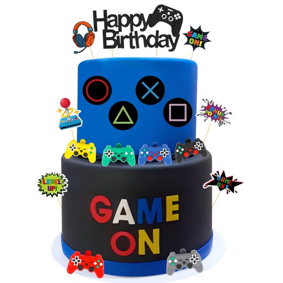 Decoración para pastel de cumpleaños de videojuegos QZCPGP, 17 piezas