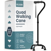 Bastón Para Caminar Pelegon, Cuádruple, Ajustable, 300 Libras, Negro