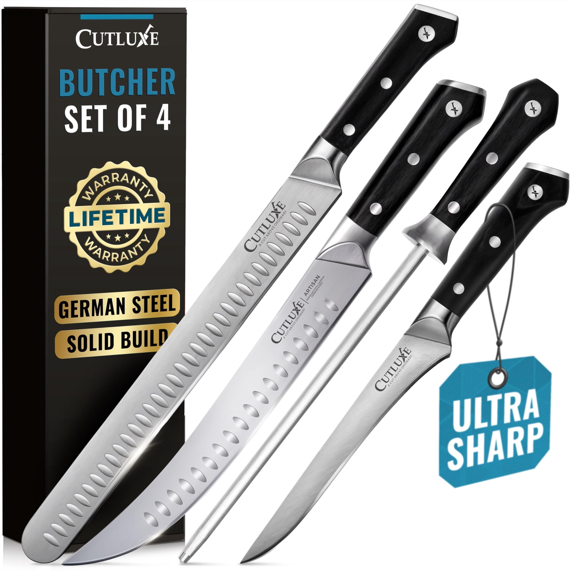 Juego De Cuchillos De Carnicero Cutluxe Para Barbacoa, Cuchillos Para Romper Y Deshuesar