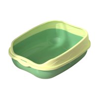 Magideal - Inodoro Para Gatos, Desmontable, Antisalpicaduras, Fácil De Limpiar, Resistente A Las Manchas, Protector De Dispersión, Bandeja De Arena Para Gatos, B Amarillo Verde