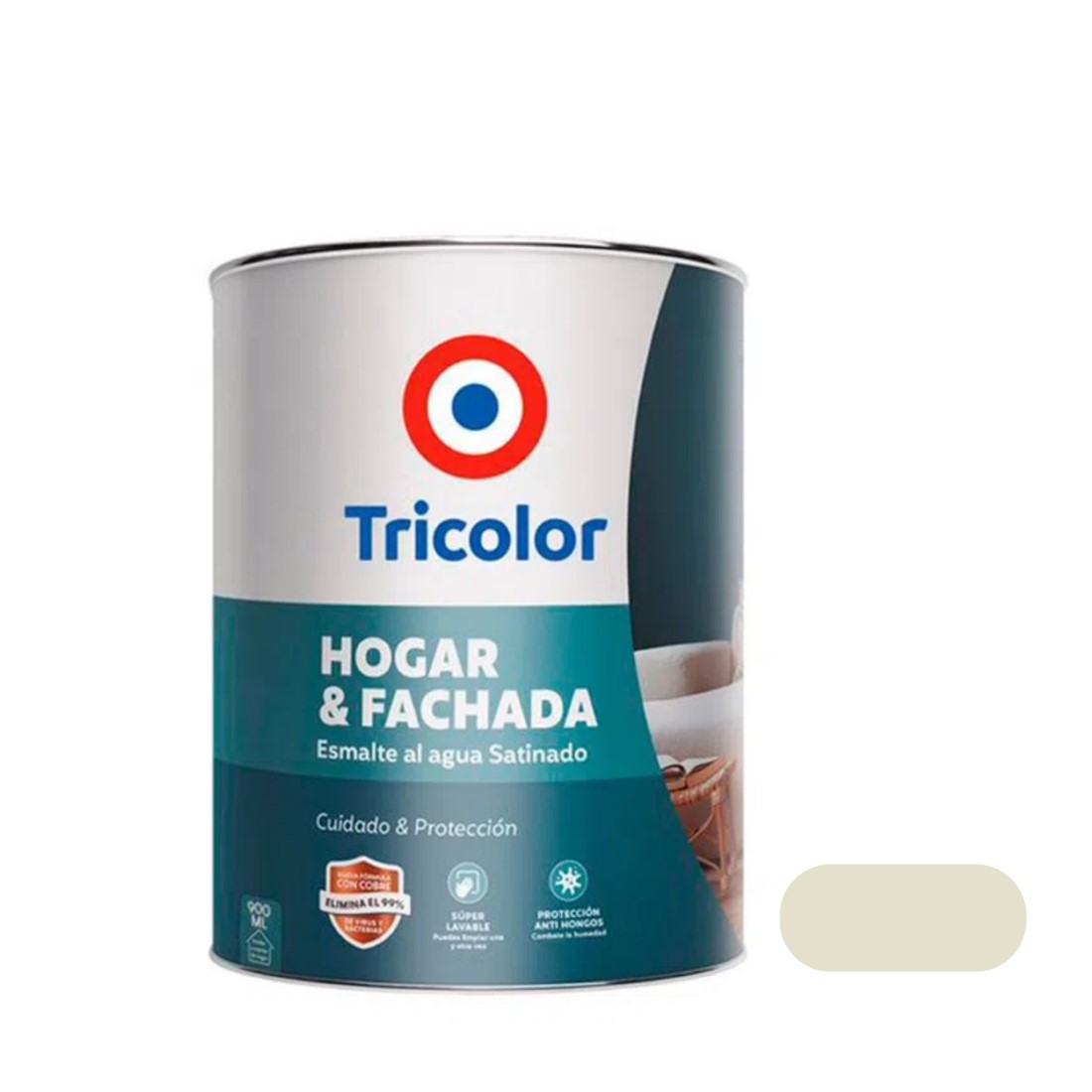 Tricolor - Esmalte Al Agua Satinado Hogar Y Fachada 900Ml Blanco Invierno