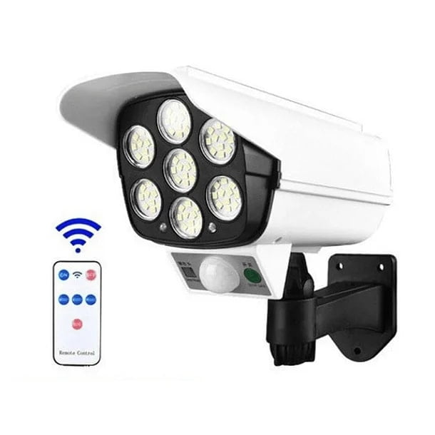 Leonimport - Foco Solar Estilo Cámara + Sensor De Movimiento + Control Remoto Blanco