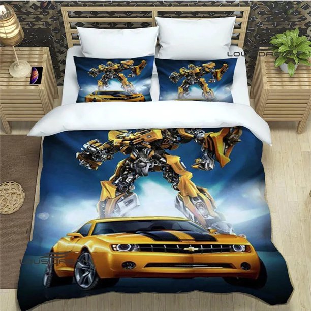T-Transformers Cartoon Bedding Set,Duvet Cover Bed Set Quilt Cover Pillowcase, Boys Girls Adults Bed Sheets