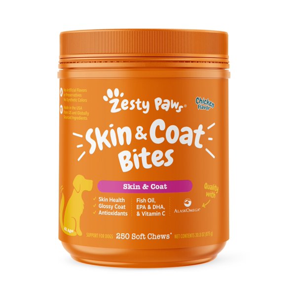 Supplement Zesty Paws Omega 3 Fish Oil 250 comprimidos masticables para perros