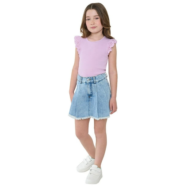 Falda Short Niña Kids Plisada Azul Claro Corona