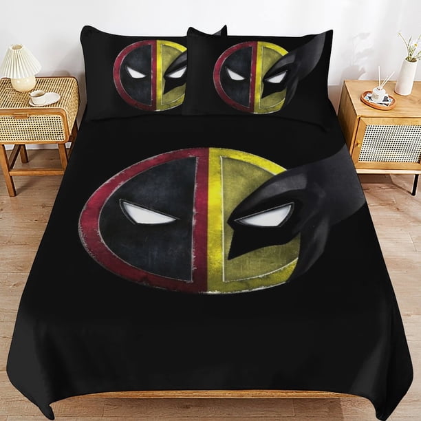 Deadpool Wolverine Bedding Sets Ultra Soft Skin-Friendly Duvet Cover 3 Piece, Cute Comforter Cover Bed Set for Boys Girls Kids
