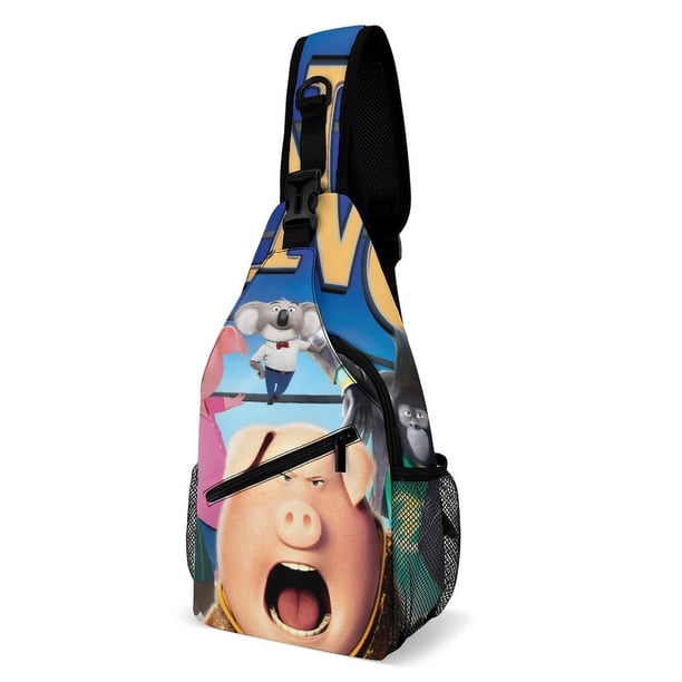 Película Sing Riñonera Bandolera con Estampado Integral para Hombres y Mujeres, Bolso Cruzado Gráfico de Tendencia, Mochila de Hombro Streetwear para Ciclismo y Deportes, Riñonera Versátil Casual