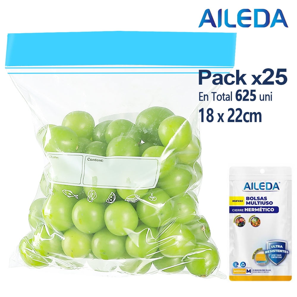 Aileda Con Cierre Hermético Para Alimentos 18x22cms (m) En Total 25 Paquetes （envasado Con 25 Unidades Por Bolsa）