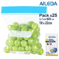 Aileda Con Cierre Hermético Para Alimentos 18X22Cms (M) En Total 25 Paquetes (Envasado Con 25 Unidades Por Bolsa)
