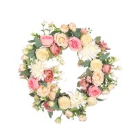 Magideal - Corona De Flores Artificiales, Corona De Boda, 40 Cm, Corona Floral, Guirnalda De Primavera Para Ventana De Granja, Decoración Del Hogar De Vacaciones