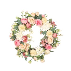 Magideal - Corona De Flores Artificiales, Corona De Boda, 40 Cm, Corona Floral, Guirnalda De Primavera Para Ventana De Granja, Decoración Del Hogar De Vacaciones