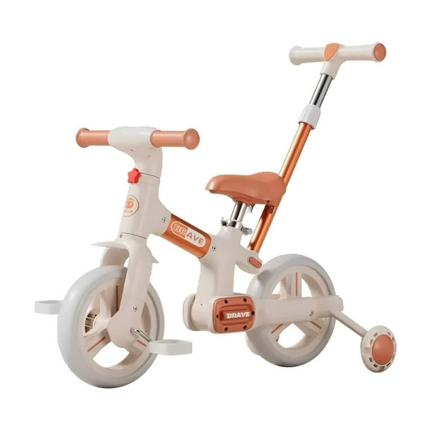 Triciclo Infantil con Pedales y Ruedas de Entrenamiento marron claro