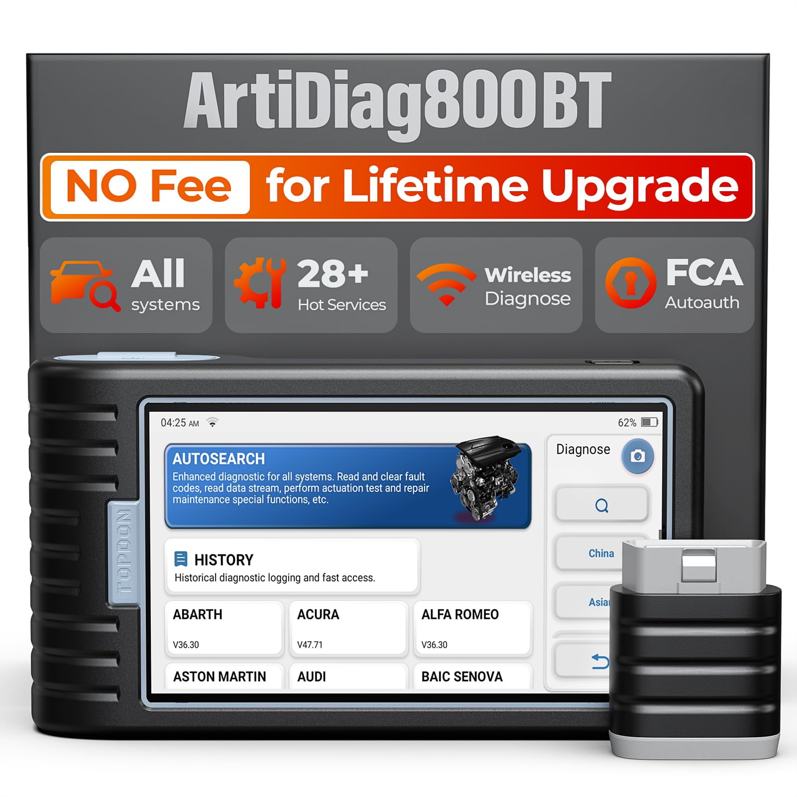 Escáner De Diagnóstico Topdon Ad800bt Inalámbrico Obd2