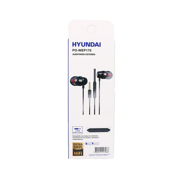 Audífono con Cable color negro Hyundai