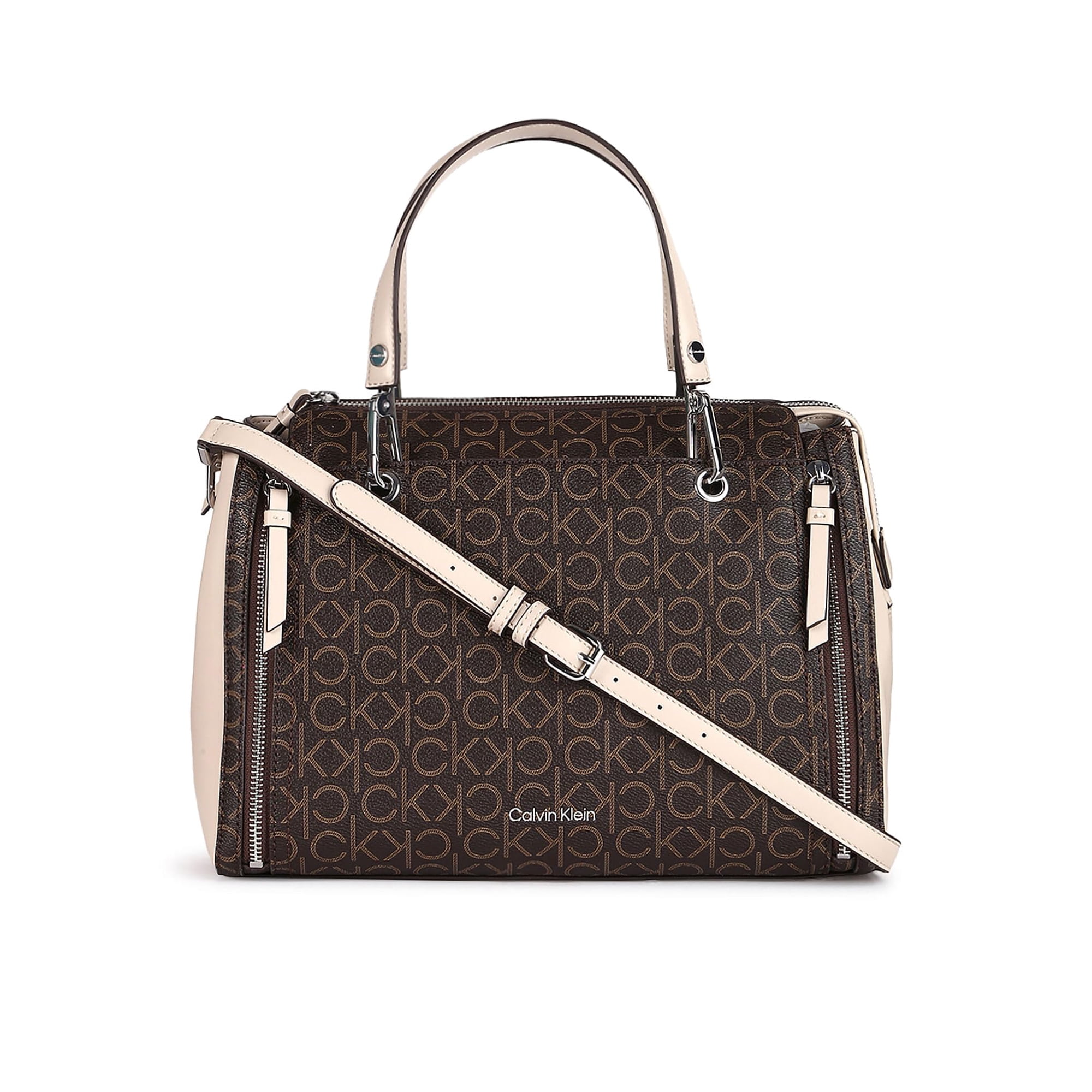 Bolso De Mano Calvin Klein Reyna Novelty Satchel Marrón/caqui